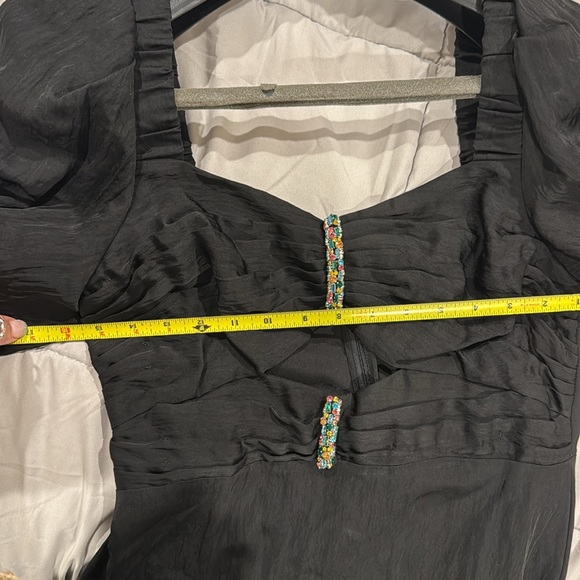 NWT SANDRO Falbala Noir Embellished Midi Party Dress size 38 - Picture 8 of 8